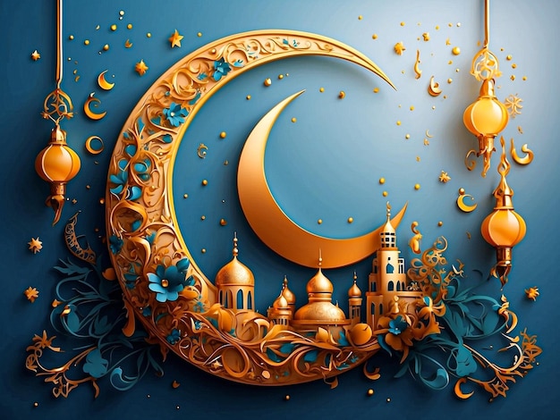 Fundo de design cultural do cartão Eid Mubarak