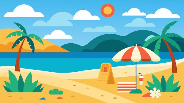 fundo de design de banner de cena de praia de verão