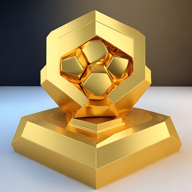 fundo de design de pódio de hexágono dourado 3d gerado ai