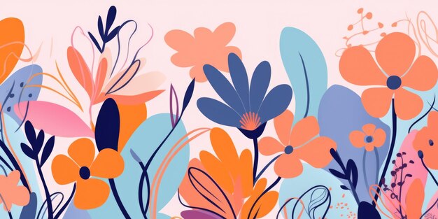 Foto fundo de design floral bonito abstrato colorido simples desenho animado generative ai aig32