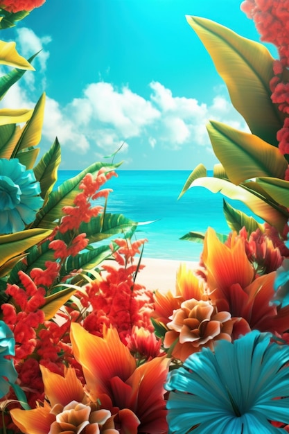 Fundo de design fractal exuberante com tema de verão