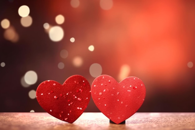 Fundo de dia dos namorados com renderização 3d de corações vermelhos