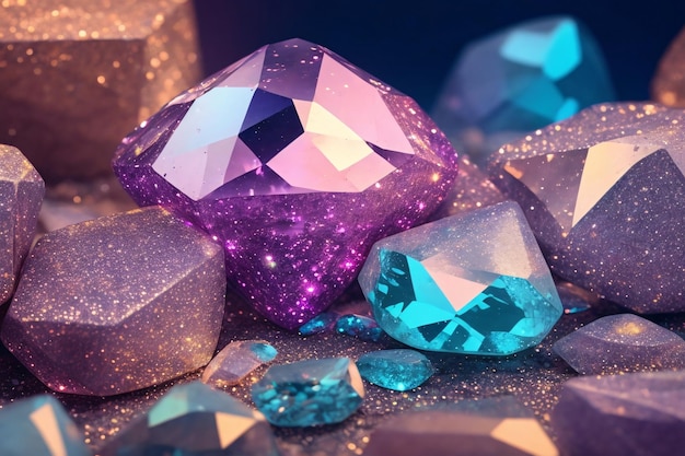 Foto fundo de diamante de cristal fundo de pedra preciosa de cristal papel de parede de diamante de cristal textura de diamante de cristal ai generative