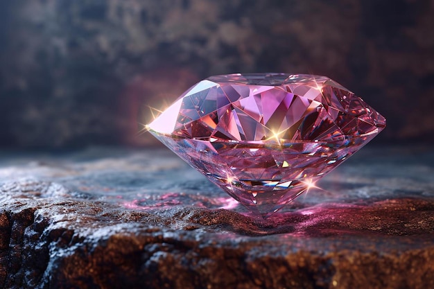 Fundo de diamante rosa com pódio brilhante