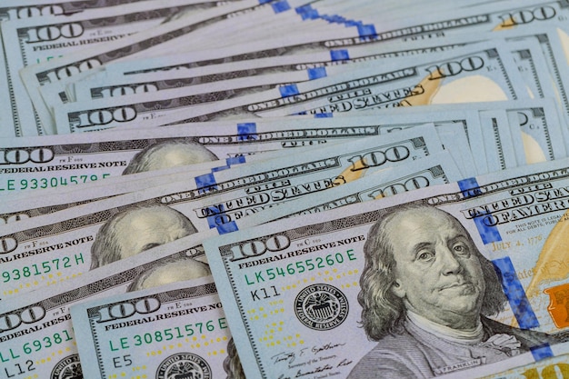 Fundo de dinheiro do dólar americano para negócios de notas de cem dólares de papel americano como elemento de