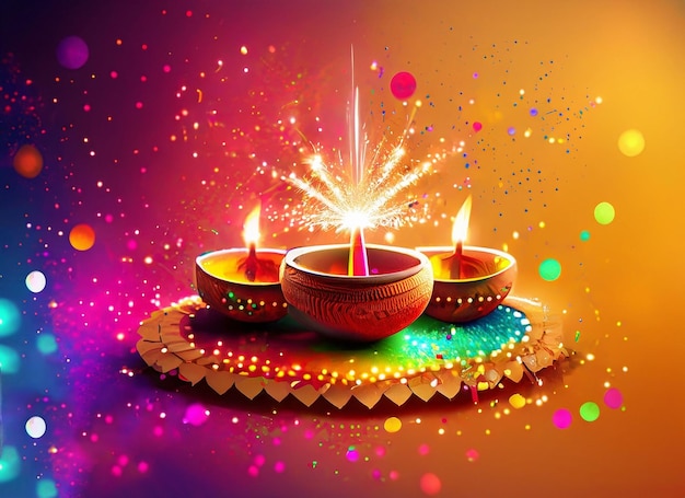 Fundo de Diwali com fogo brilhante