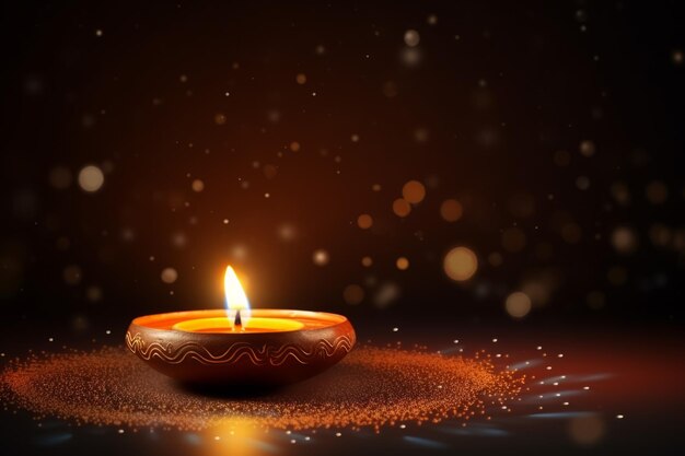 Fundo de Diwali com vela de óleo acesa