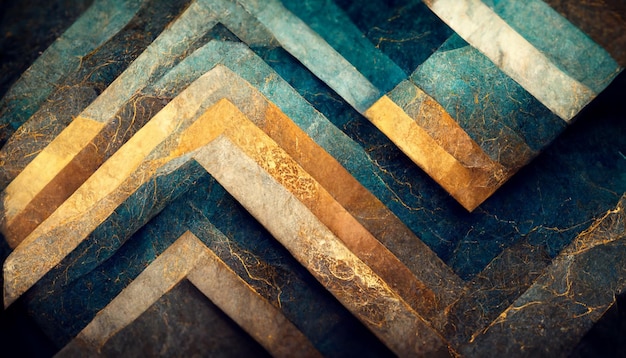 Fundo de efeito de mármore ou textura Espetacular abstrato brilhante ondas líquidas sólidas douradas Turbilhão padrão pastel dourado e azul brilhando cor dourada mármore geométrico vintage