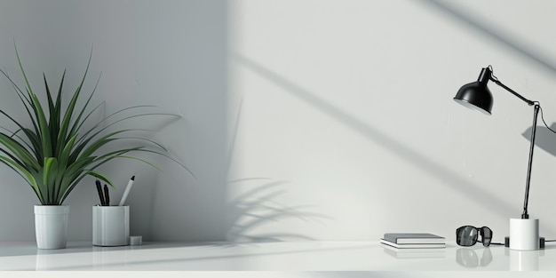 Fundo de escritório minimalista com acessórios de negócios elegantes