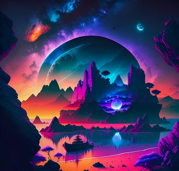 Fundo de espaço de design Synthwave