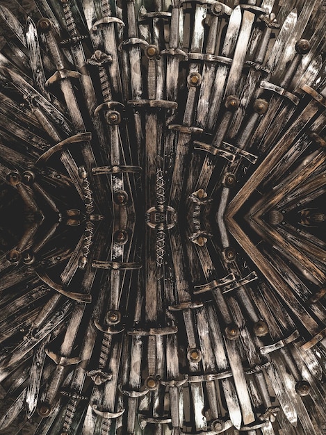 Foto fundo de espadas de cavaleiro de metal fechar o conceito cavaleiros