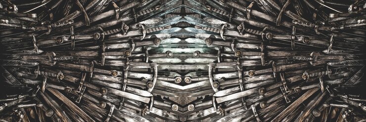 Foto fundo de espadas de cavaleiro de metal fechar o conceito cavaleiros