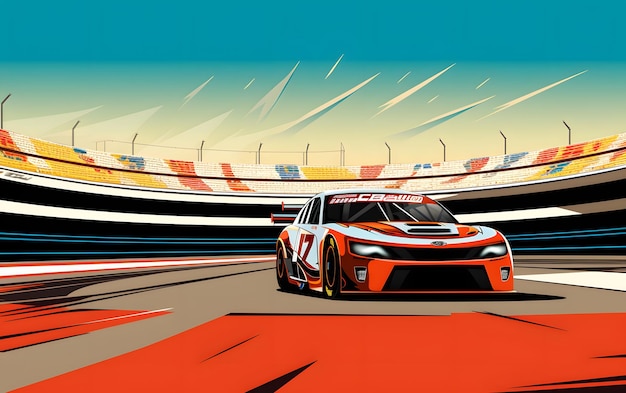 Fundo de esportes de carro de corrida nascar ilustração colorida