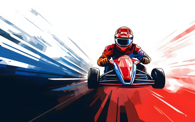 Fundo de esportes de carro de kart ilustração colorida