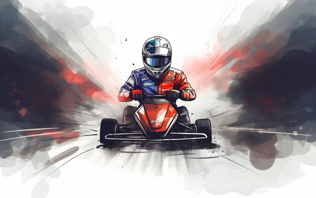 Fundo de esportes de carro de kart ilustração colorida