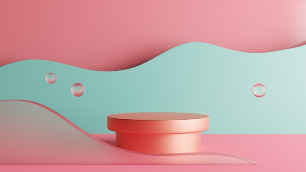 Fundo de estágio de pódio de renderização 3d abstrata com halteres. Foto Premium