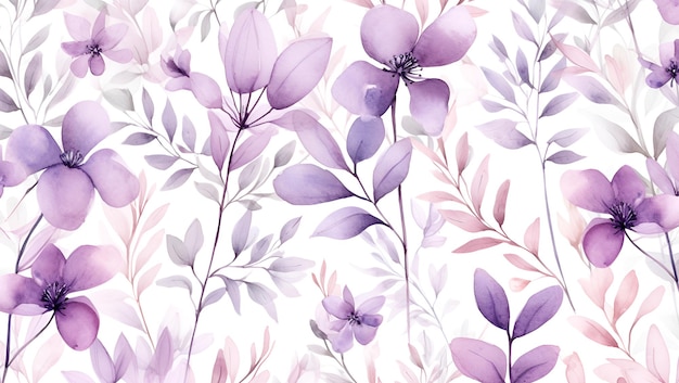 Fundo de estilo aquarela padrão de flores