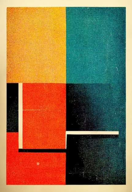 Fundo de estilo Bauhaus abstrato generativo AI com textura de papel granulado