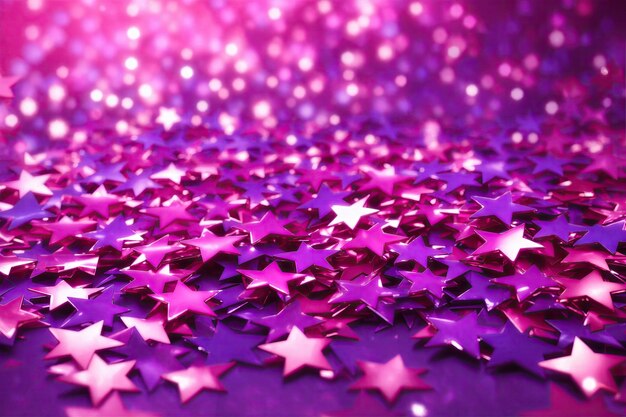fundo de estrelas cintilantes roxas roxas abstrato festivo fundo brilhante com luzes piscando