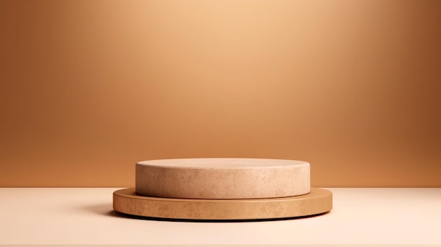 Fundo de exibição de produto de pedestal de pódio natural bege com textura e sombra luxo elegante moderno Generative AI