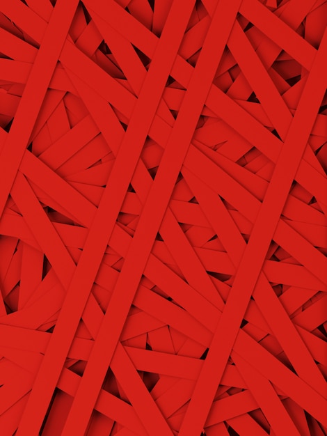 Fundo de faixa de fita vermelha aleatória. Ilustração de renderização 3D.