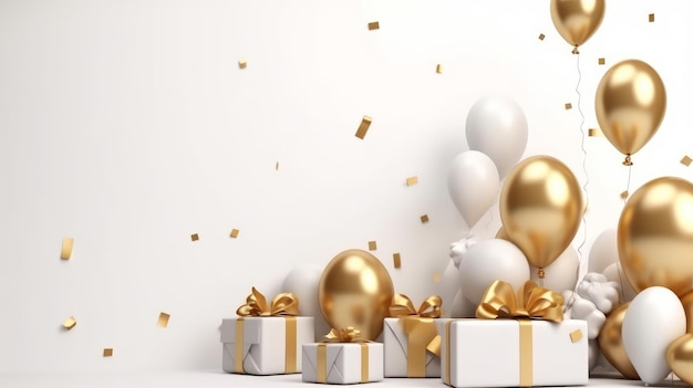Fundo de feliz aniversário com ilustração de balões AI Generative