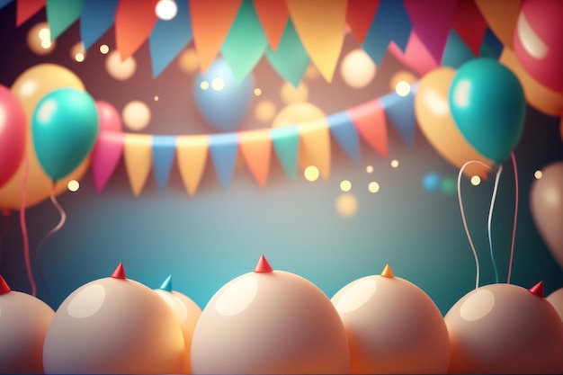 Fundo de feliz aniversário com ilustração de balões AI GenerativexD