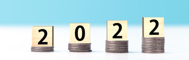 Fundo de feliz ano novo. início financeiro do ano 2022.