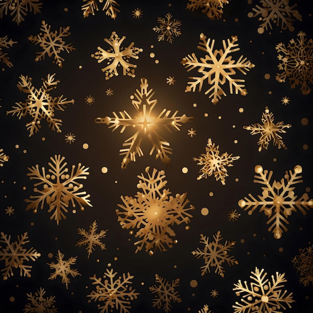 Foto fundo de feliz natal com bokeh de estrelas e flocos de neve criados com ia generativa