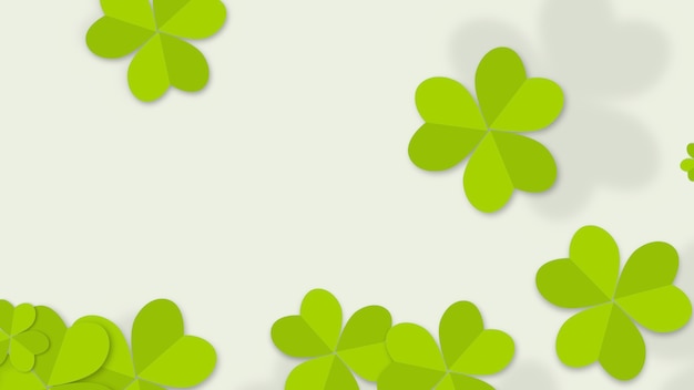 Fundo de feriado do dia de Saint Patrick com trevos verdes. Ilustração 3D de luxo e estilo elegante para férias