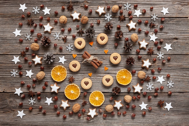 Fundo de férias de natal com biscoitos caseiros