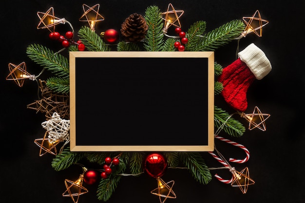 Fundo de férias de Natal e ano novo decorado o tema da casa.