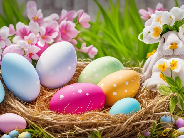 Fundo de férias de Páscoa com ovos de Páscua ai gerados