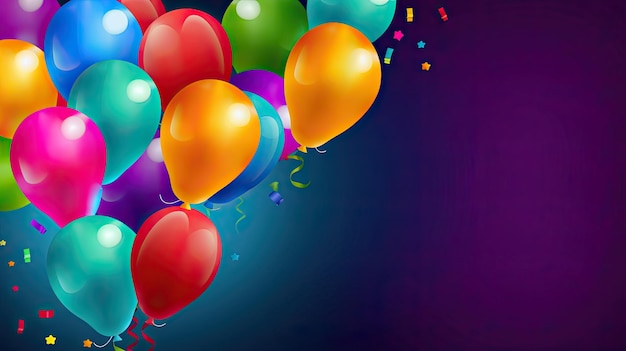 Fundo de festa de aniversário com ilustração de balões AI GenerativexA