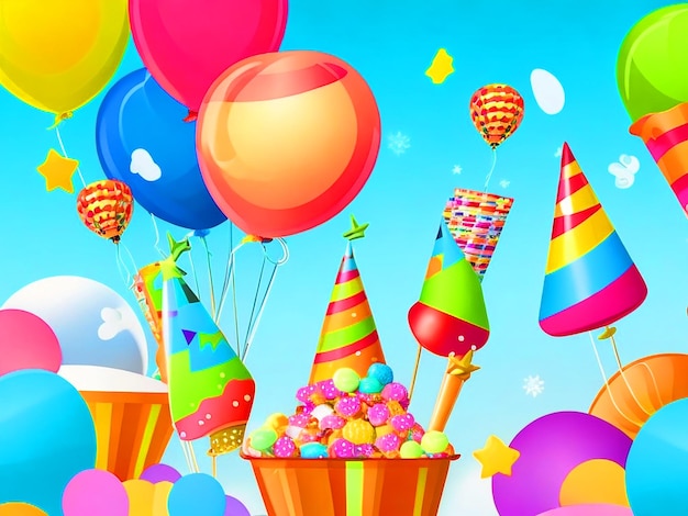 fundo de festa de desenho animado com balões download de foto