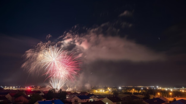 Fundo de festa natalícia com ilustração de fogos de artifício AI GenerativexA