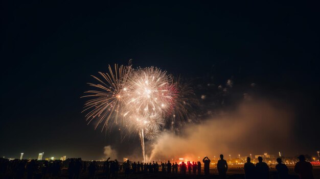 Fundo de festa natalícia com ilustração de fogos de artifício AI GenerativexA