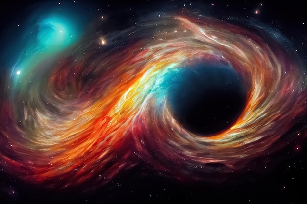 Fundo de ficção científica do buraco negro da galáxia do universo Ilustração 3D do pano de fundo abstrato do espaço