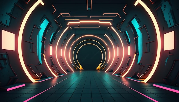 fundo de ficção científica futurista moderno com luz neon