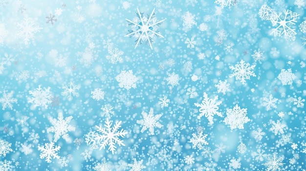 Foto fundo de flocos de neve azuis de natal