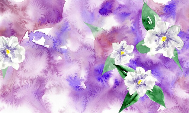 fundo de flor de cor púrpura aquarela