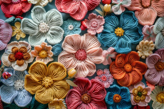 Fundo de flor de crochete Design de tricô feito à mão Ilustração de hobby Ilustração generativa Ai