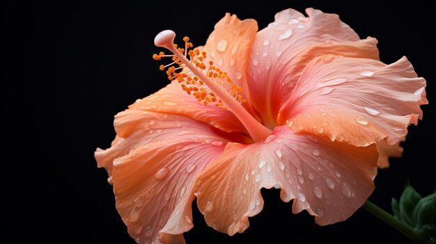 Fundo de flor de hibisco macro pêssego