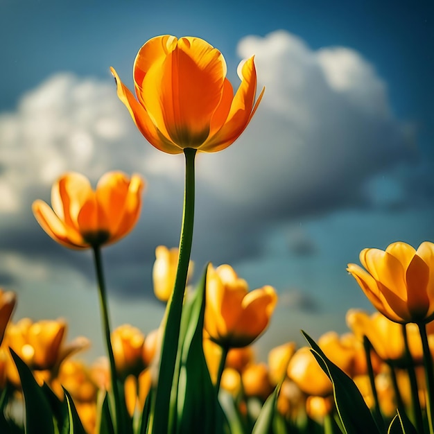 Fundo de flor de tulipa laranja amarela criado com tecnologia generativa de IA