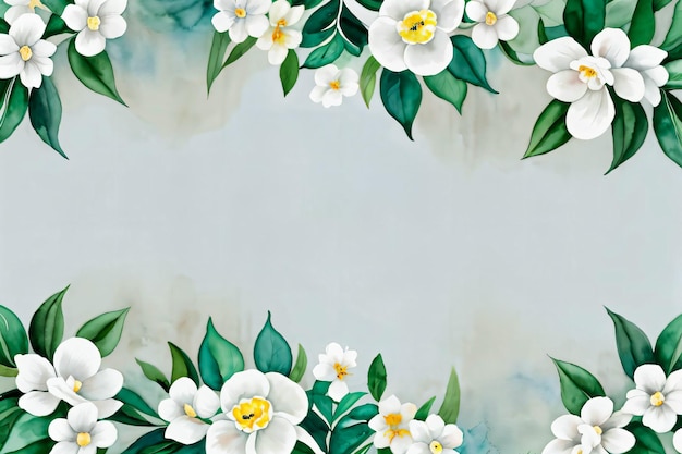 Fundo de flores de jasmim estilo aquarela para papel de parede de texto