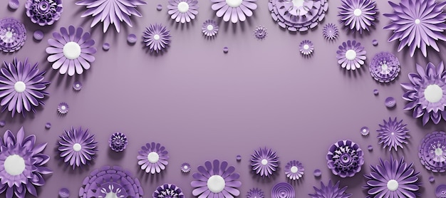 Fundo de flores de papel violeta com espaço vazio