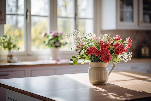 Fundo de flores de primavera Dia das Mães Cartão de Dia Internacional da Mulher Interior da cozinha