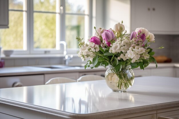 Fundo de flores de primavera Dia das Mães Cartão de Dia Internacional da Mulher Interior da cozinha