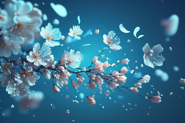 Fundo de flores de primaveraA beleza da natureza Generative AI
