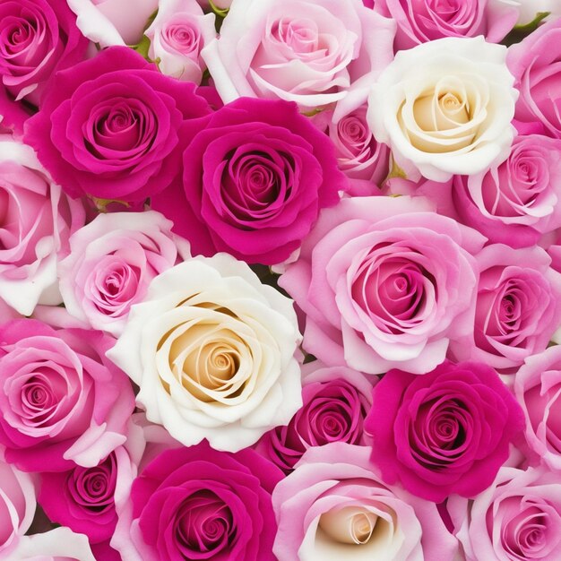 Fundo de flores de rosas cor-de-rosa e roxas fundo de Dia dos Namorados AIGenerado